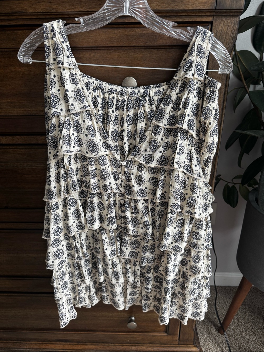 Free People Ivory Combo Floral Ruffle Top & Shorts Set | Medium | NWT | Boho